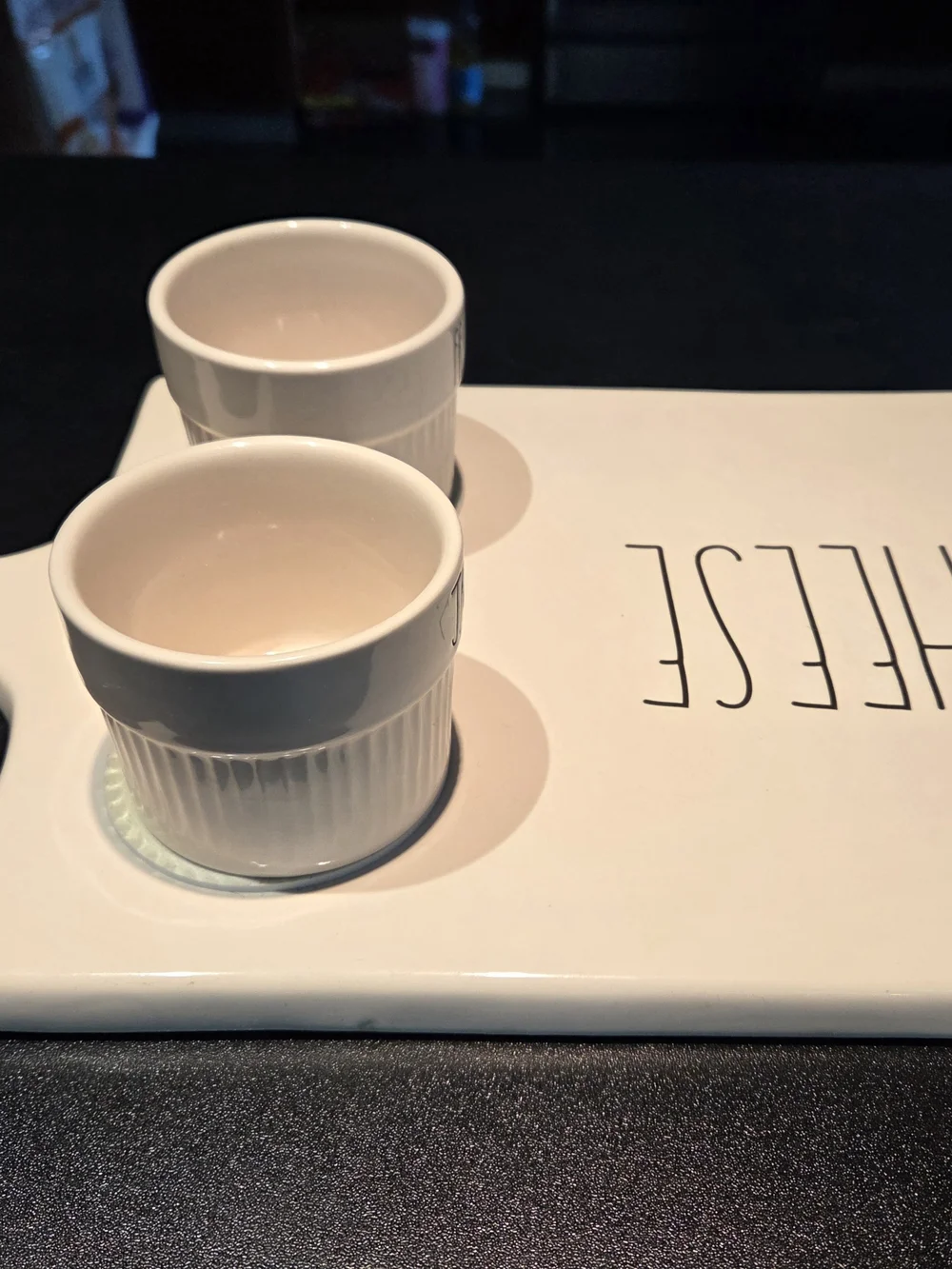 Rae Dunn Ceramic Chacuterie White Cheese Board with Ramekins New